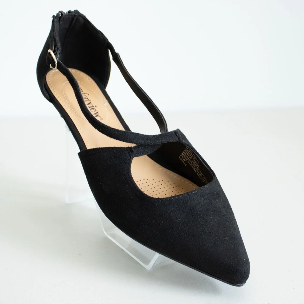 Comfortview Dawn Pointed Pumps Black Kitten Heels Cutout Women’s Shoes Size 7.5W